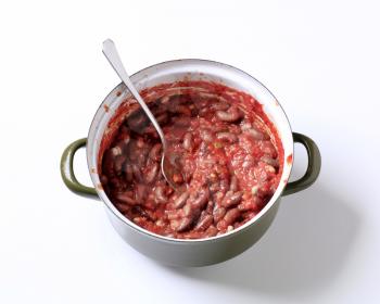 Red bean chili in a pan - studio