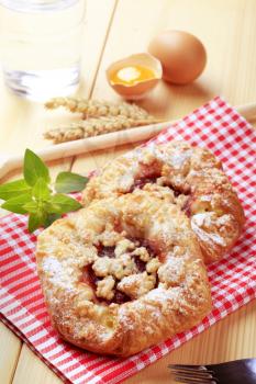 Danish pastry with jam and crumb topping