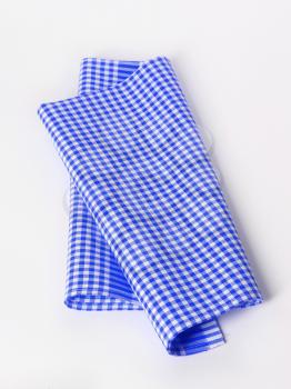 Blue and white checked tea towel