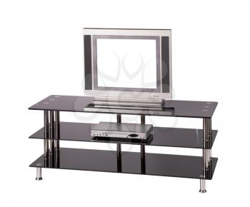 Modern TV table stand with glass shelves