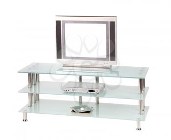 Modern TV table stand with glass shelves