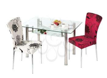 Glass dining table and chairs - isolated
