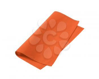 Small orange linen napkin isolated on white