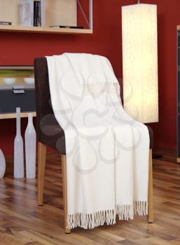 White throw draped over a chair