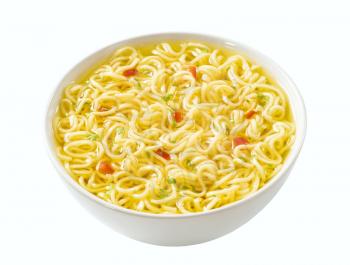 Bowl of soup with instant noodles
