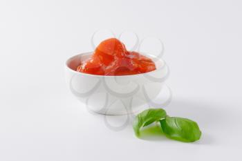 bowl of peeled plum tomatoes