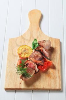 Grilled pork and bacon skewer