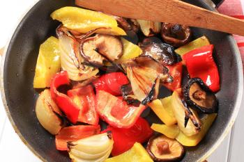 Pan fried vegetables and mushrooms