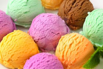Scoops of ice cream - assorted flavors