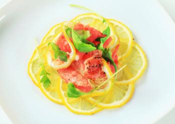 Beef Carpaccio on nest of thinly sliced lemon