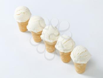 Studio shot of white ice cream cones