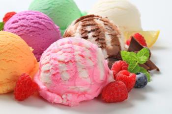 Various types of ice cream