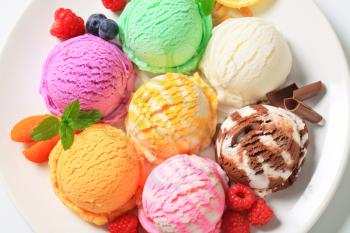 Various types of ice cream