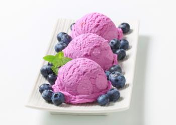 Scoops of blueberry ice cream 