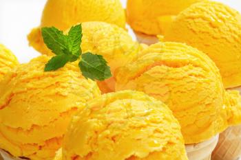 Detail of yellow ice cream cones