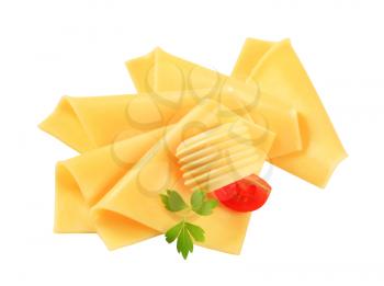 Sliced cheese isolated on white
