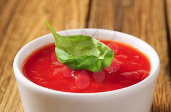 Bowl of thick tomato passata