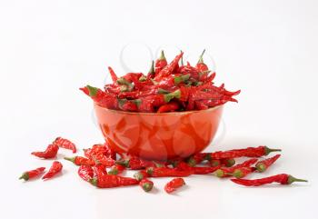 Dried red hot chili peppers
