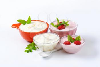 Bowls of yogurt with fruit