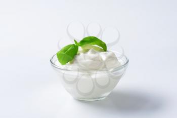 fromage blanc in a glass bowl