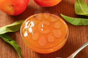 Apricot jam in glass bowl