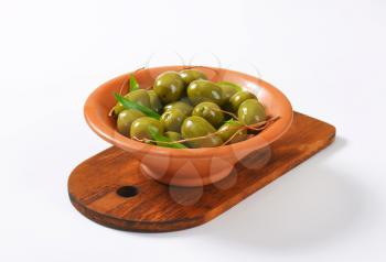 Bowl of fresh green olives
