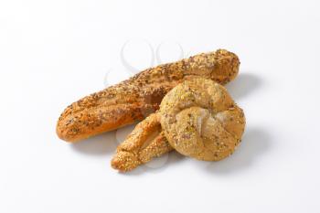 assorted bread rolls
 on white background