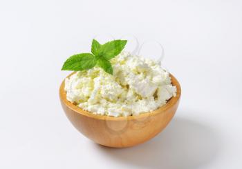 Bowl of white curd cheese