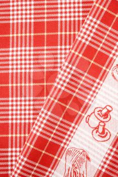 detail of checked red and white table cloth