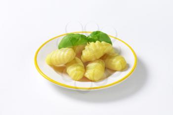 Cooked potato gnocchi on plate