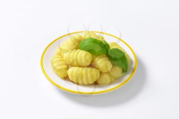 Cooked potato gnocchi on plate