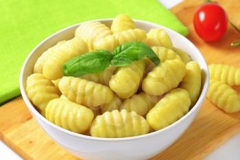 Bowl of cooked potato gnocchi