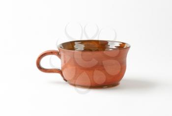 Pottery soup mug with handle