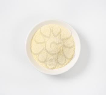 Semolina flour in a soup plate