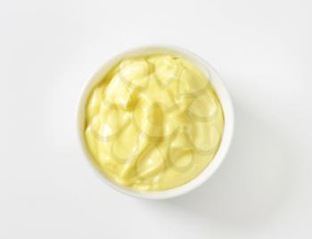 Bowl of homemade mayonnaise sauce