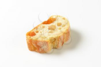 Ciabatta bread slice on white background