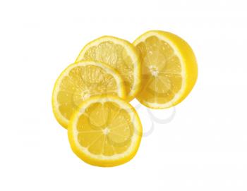 sliced fresh lemon on white background