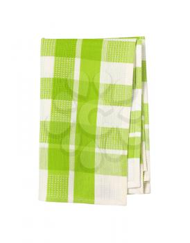 green and white checkered tea towel on white background