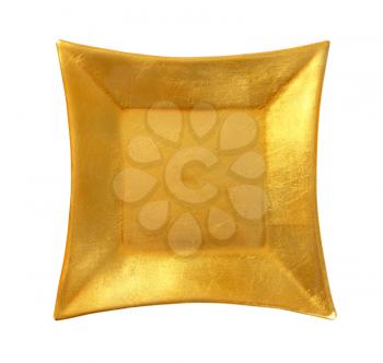 flat square gold plate with rim