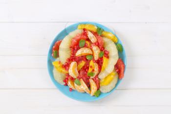 Citrus fruit salad with pomegranate seeds