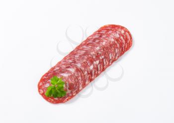 Slices of Spanish summer sausage made with Iberico pork