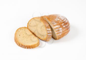 moist continental bread on white background