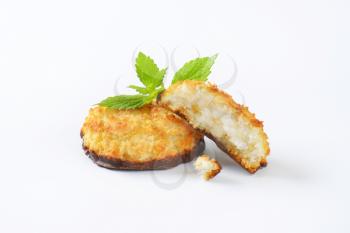 sweet coconut cookies on white background