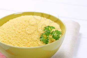 bowl of raw couscous - close up