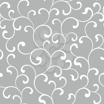 Seamless pattern with white swirls on a gray background