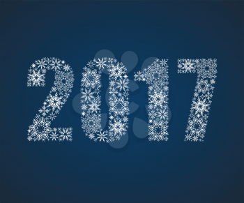 Happy New Year 2017. Figures from snowflakes