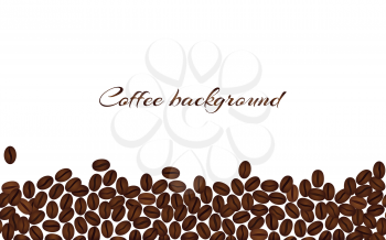 Coffee beans isolated on a white background. Horizontal vector border