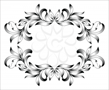 Vintage border frame engraving with retro ornament pattern in antique floral style decorative design