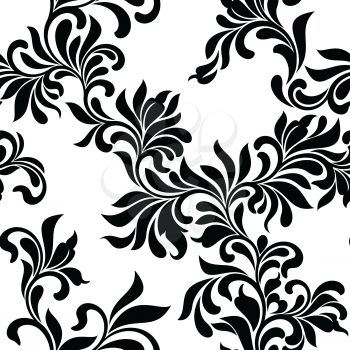 Seamless pattern. Tracery of floral abstract element on a white background. Vintage style. The pattern can be used for printing on textiles, wallpaper, packaging