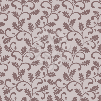 Seamless pattern. Twisted branches with oak leaves. Vintage style. It can be used for printing on fabric, wallpaper, wrapping